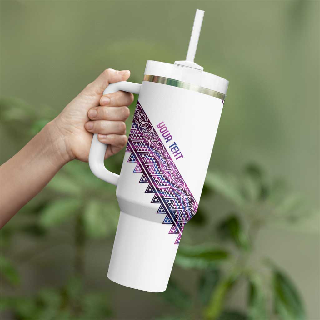 Mawhero Paua shell Kowhaiwhai Taniko Personalised Tumbler With Handle Turtle Tattoo Maori Tribal Style