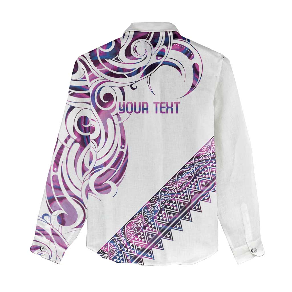 Mawhero Paua shell Kowhaiwhai Taniko Personalised Women Casual Shirt Turtle Tattoo Maori Tribal Style