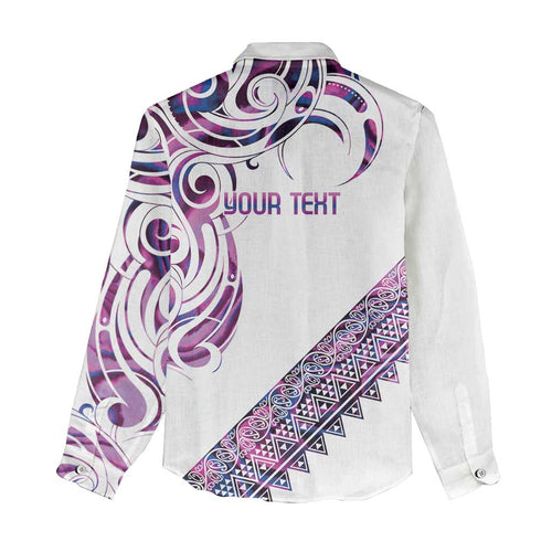 Mawhero Paua shell Kowhaiwhai Taniko Personalised Women Casual Shirt Turtle Tattoo Maori Tribal Style