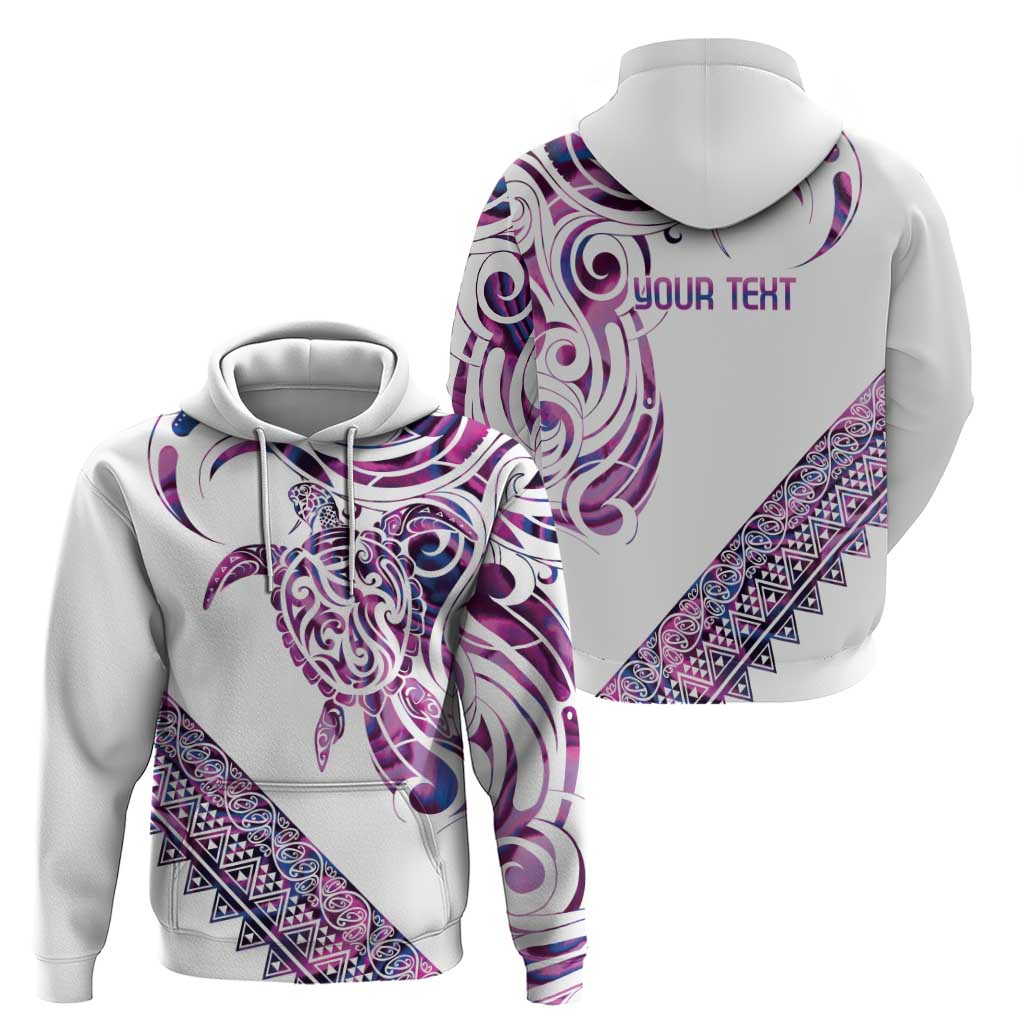 Mawhero Paua shell Kowhaiwhai Taniko Personalised Zip Hoodie Turtle Tattoo Maori Tribal Style