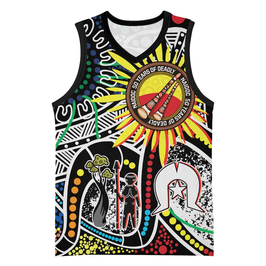NAIDOC 50 Years of Deadly Personalised Basketball Jersey Aboriginal Dot Art