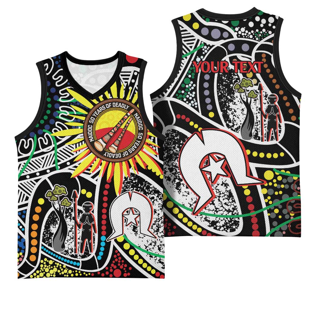 NAIDOC 50 Years of Deadly Personalised Basketball Jersey Aboriginal Dot Art