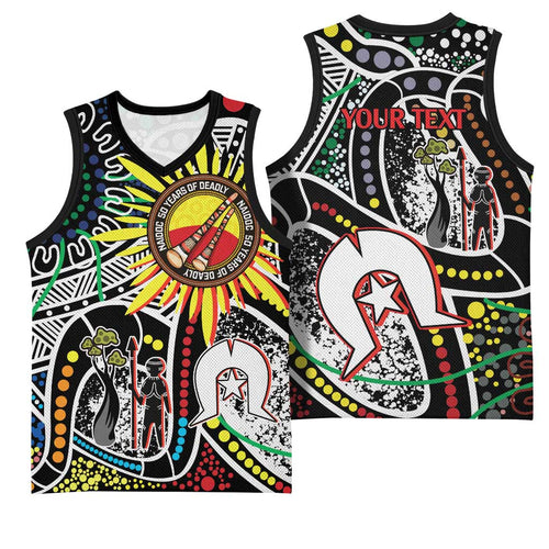 NAIDOC 50 Years of Deadly Personalised Basketball Jersey Aboriginal Dot Art