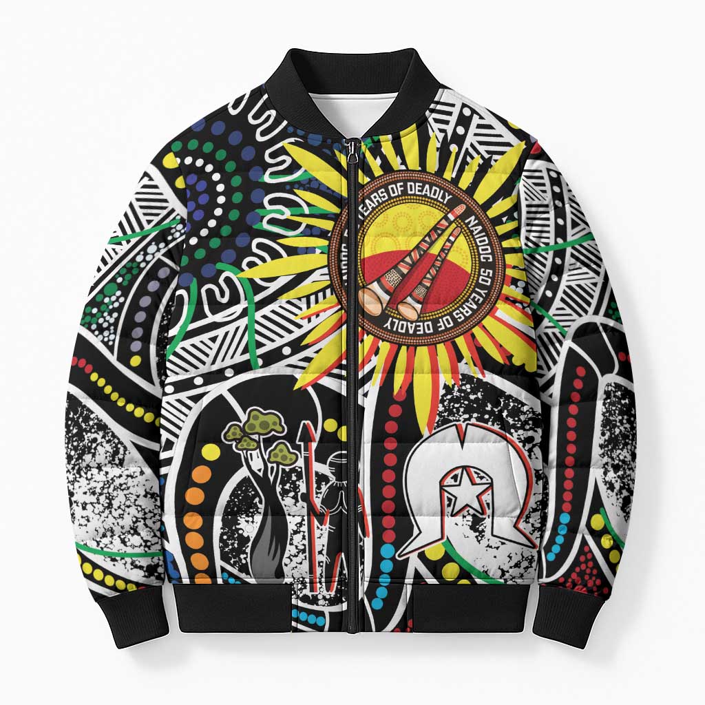 NAIDOC 50 Years of Deadly Personalised Bomber Puffer Jacket Aboriginal Dot Art