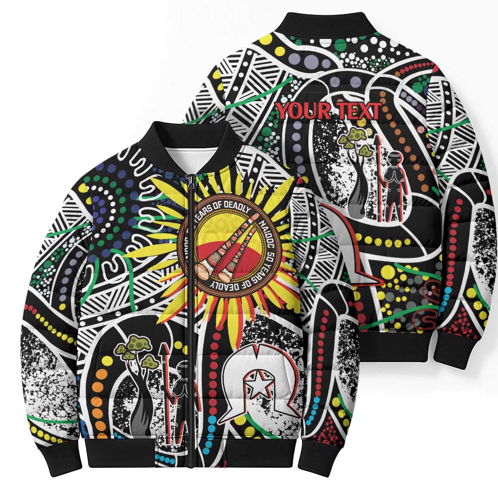 NAIDOC 50 Years of Deadly Personalised Bomber Puffer Jacket Aboriginal Dot Art