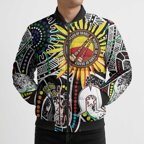NAIDOC 50 Years of Deadly Personalised Bomber Puffer Jacket Aboriginal Dot Art