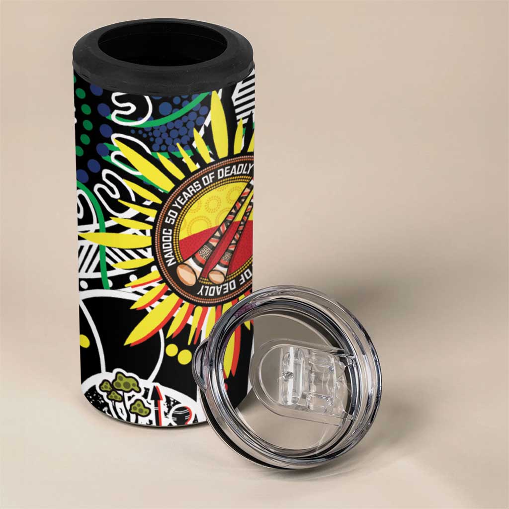 NAIDOC 50 Years of Deadly Personalised 4 in 1 Can Cooler Tumbler Aboriginal Dot Art