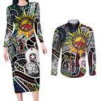 NAIDOC 50 Years of Deadly Personalised Couples Matching Long Sleeve Bodycon Dress and Long Sleeve Button Shirt Aboriginal Dot Art