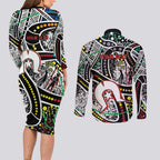 NAIDOC 50 Years of Deadly Personalised Couples Matching Long Sleeve Bodycon Dress and Long Sleeve Button Shirt Aboriginal Dot Art