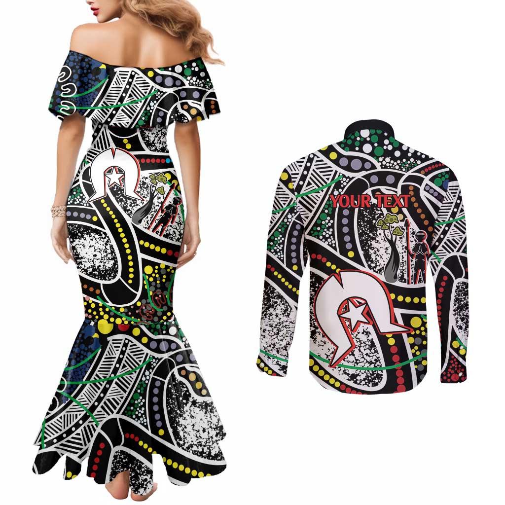 NAIDOC 50 Years of Deadly Personalised Couples Matching Mermaid Dress and Long Sleeve Button Shirt Aboriginal Dot Art