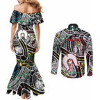 NAIDOC 50 Years of Deadly Personalised Couples Matching Mermaid Dress and Long Sleeve Button Shirt Aboriginal Dot Art