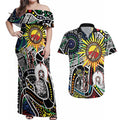 NAIDOC 50 Years of Deadly Personalised Couples Matching Off Shoulder Maxi Dress and Hawaiian Shirt Aboriginal Dot Art