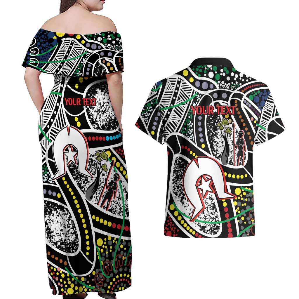 NAIDOC 50 Years of Deadly Personalised Couples Matching Off Shoulder Maxi Dress and Hawaiian Shirt Aboriginal Dot Art