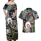 NAIDOC 50 Years of Deadly Personalised Couples Matching Off Shoulder Maxi Dress and Hawaiian Shirt Aboriginal Dot Art