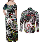 NAIDOC 50 Years of Deadly Personalised Couples Matching Off Shoulder Maxi Dress and Long Sleeve Button Shirt Aboriginal Dot Art