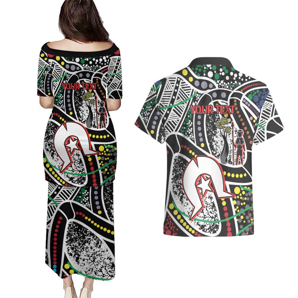 NAIDOC 50 Years of Deadly Personalised Couples Matching Puletasi and Hawaiian Shirt Aboriginal Dot Art