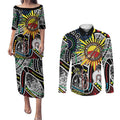 NAIDOC 50 Years of Deadly Personalised Couples Matching Puletasi and Long Sleeve Button Shirt Aboriginal Dot Art