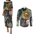 NAIDOC 50 Years of Deadly Personalised Couples Matching Puletasi and Long Sleeve Button Shirt Aboriginal Dot Art
