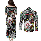 NAIDOC 50 Years of Deadly Personalised Couples Matching Puletasi and Long Sleeve Button Shirt Aboriginal Dot Art