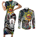 NAIDOC 50 Years of Deadly Personalised Couples Matching Short Sleeve Bodycon Dress and Long Sleeve Button Shirt Aboriginal Dot Art