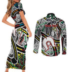 NAIDOC 50 Years of Deadly Personalised Couples Matching Short Sleeve Bodycon Dress and Long Sleeve Button Shirt Aboriginal Dot Art