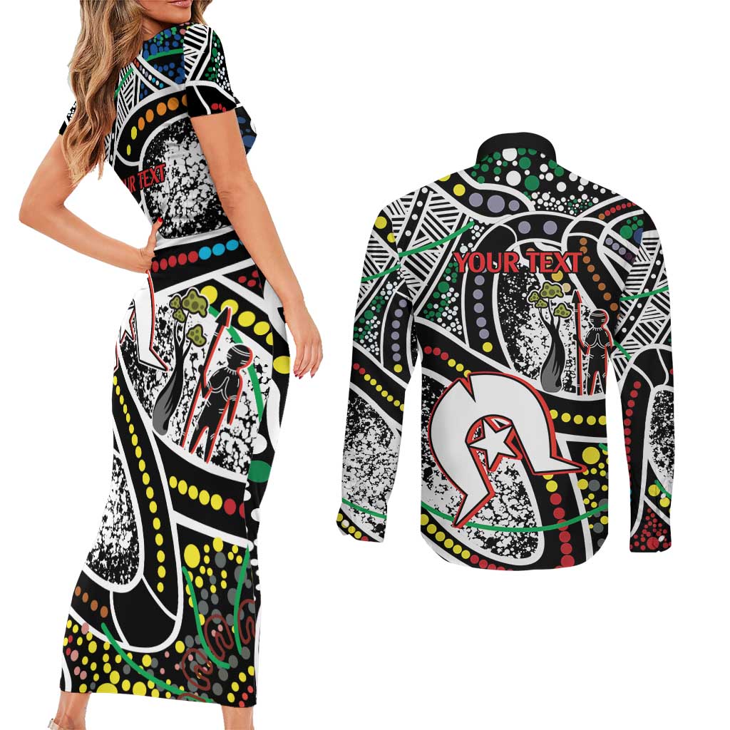 NAIDOC 50 Years of Deadly Personalised Couples Matching Short Sleeve Bodycon Dress and Long Sleeve Button Shirt Aboriginal Dot Art