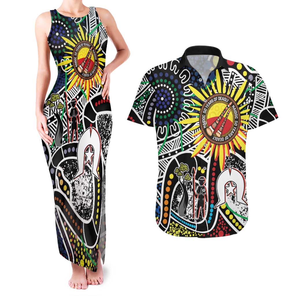 NAIDOC 50 Years of Deadly Personalised Couples Matching Tank Maxi Dress and Hawaiian Shirt Aboriginal Dot Art