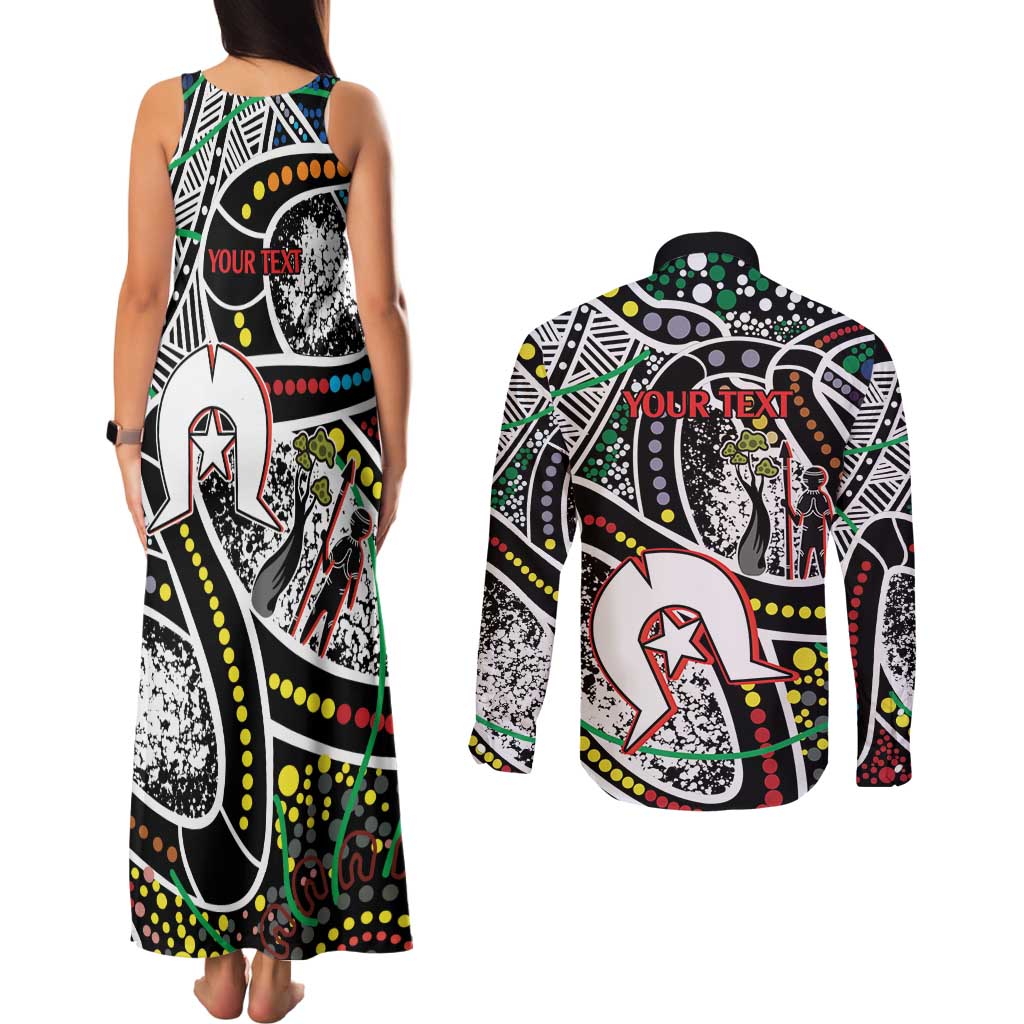 NAIDOC 50 Years of Deadly Personalised Couples Matching Tank Maxi Dress and Long Sleeve Button Shirt Aboriginal Dot Art