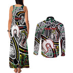 NAIDOC 50 Years of Deadly Personalised Couples Matching Tank Maxi Dress and Long Sleeve Button Shirt Aboriginal Dot Art