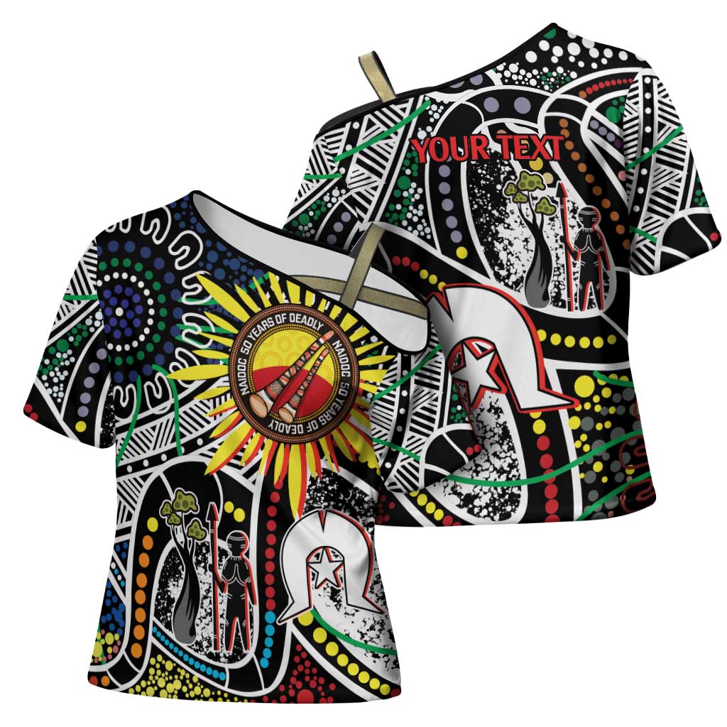 NAIDOC 50 Years of Deadly Personalised Cross Shoulder Shirt Aboriginal Dot Art