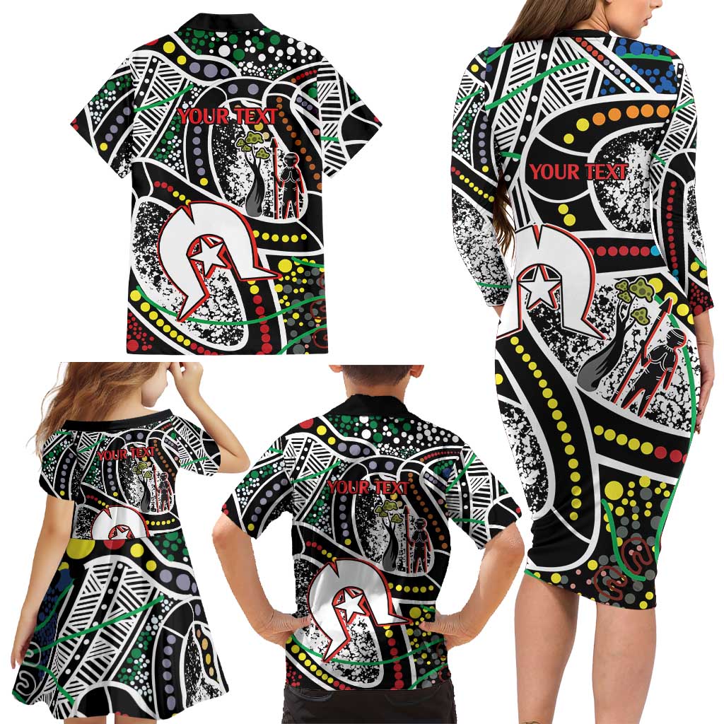 NAIDOC 50 Years of Deadly Personalised Family Matching Long Sleeve Bodycon Dress and Hawaiian Shirt Aboriginal Dot Art