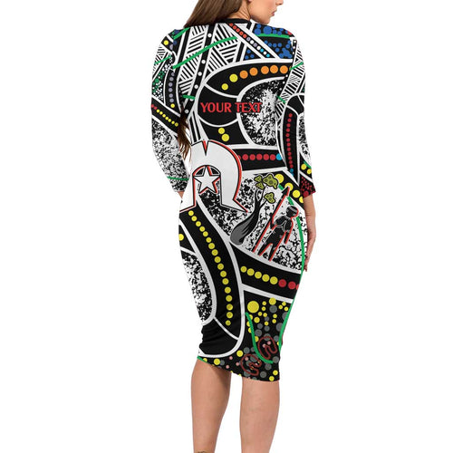 NAIDOC 50 Years of Deadly Personalised Family Matching Long Sleeve Bodycon Dress and Hawaiian Shirt Aboriginal Dot Art