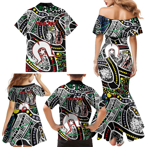 NAIDOC 50 Years of Deadly Personalised Family Matching Mermaid Dress and Hawaiian Shirt Aboriginal Dot Art