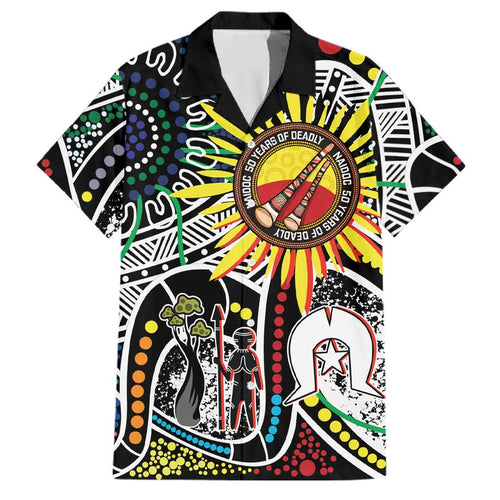 NAIDOC 50 Years of Deadly Personalised Family Matching Mermaid Dress and Hawaiian Shirt Aboriginal Dot Art