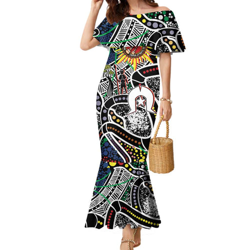 NAIDOC 50 Years of Deadly Personalised Family Matching Mermaid Dress and Hawaiian Shirt Aboriginal Dot Art