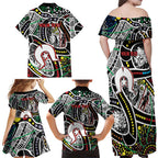 NAIDOC 50 Years of Deadly Personalised Family Matching Off Shoulder Maxi Dress and Hawaiian Shirt Aboriginal Dot Art