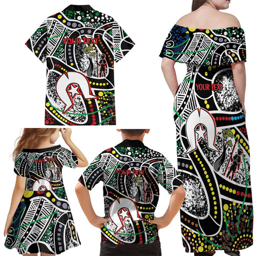 NAIDOC 50 Years of Deadly Personalised Family Matching Off Shoulder Maxi Dress and Hawaiian Shirt Aboriginal Dot Art