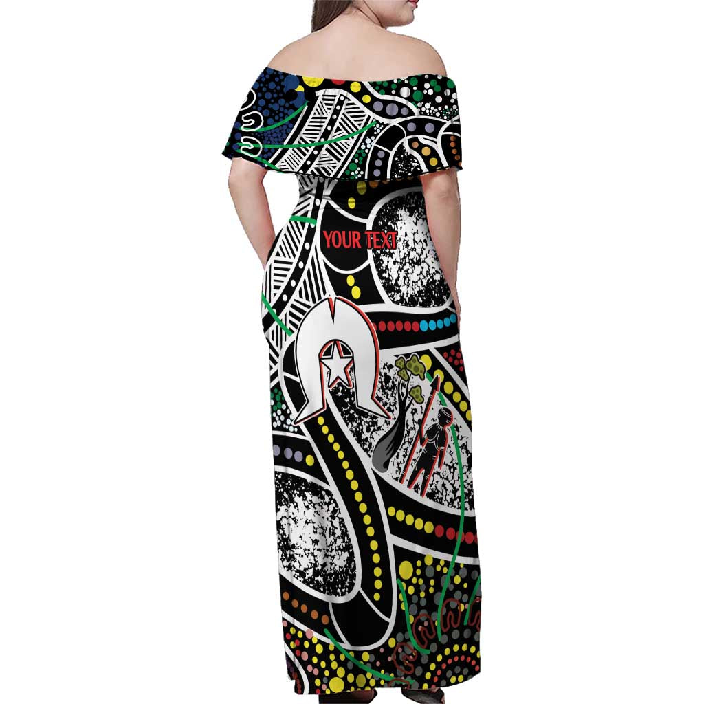 NAIDOC 50 Years of Deadly Personalised Family Matching Off Shoulder Maxi Dress and Hawaiian Shirt Aboriginal Dot Art