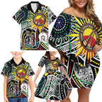 NAIDOC 50 Years of Deadly Personalised Family Matching Off Shoulder Short Dress and Hawaiian Shirt Aboriginal Dot Art