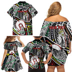 NAIDOC 50 Years of Deadly Personalised Family Matching Off Shoulder Short Dress and Hawaiian Shirt Aboriginal Dot Art