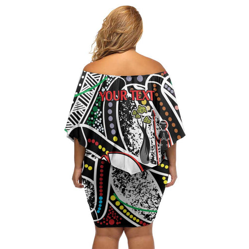 NAIDOC 50 Years of Deadly Personalised Family Matching Off Shoulder Short Dress and Hawaiian Shirt Aboriginal Dot Art