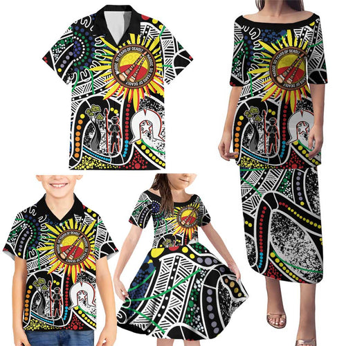 NAIDOC 50 Years of Deadly Personalised Family Matching Puletasi and Hawaiian Shirt Aboriginal Dot Art