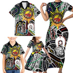 NAIDOC 50 Years of Deadly Personalised Family Matching Short Sleeve Bodycon Dress and Hawaiian Shirt Aboriginal Dot Art