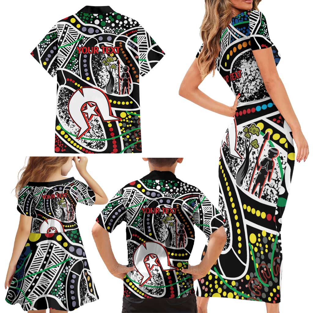 NAIDOC 50 Years of Deadly Personalised Family Matching Short Sleeve Bodycon Dress and Hawaiian Shirt Aboriginal Dot Art