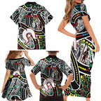 NAIDOC 50 Years of Deadly Personalised Family Matching Short Sleeve Bodycon Dress and Hawaiian Shirt Aboriginal Dot Art
