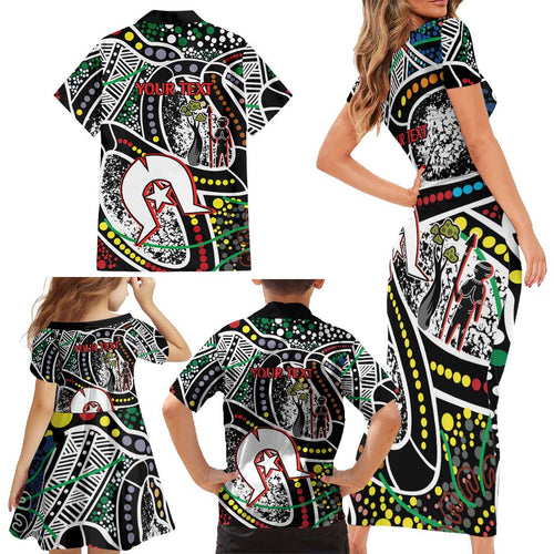 NAIDOC 50 Years of Deadly Personalised Family Matching Short Sleeve Bodycon Dress and Hawaiian Shirt Aboriginal Dot Art
