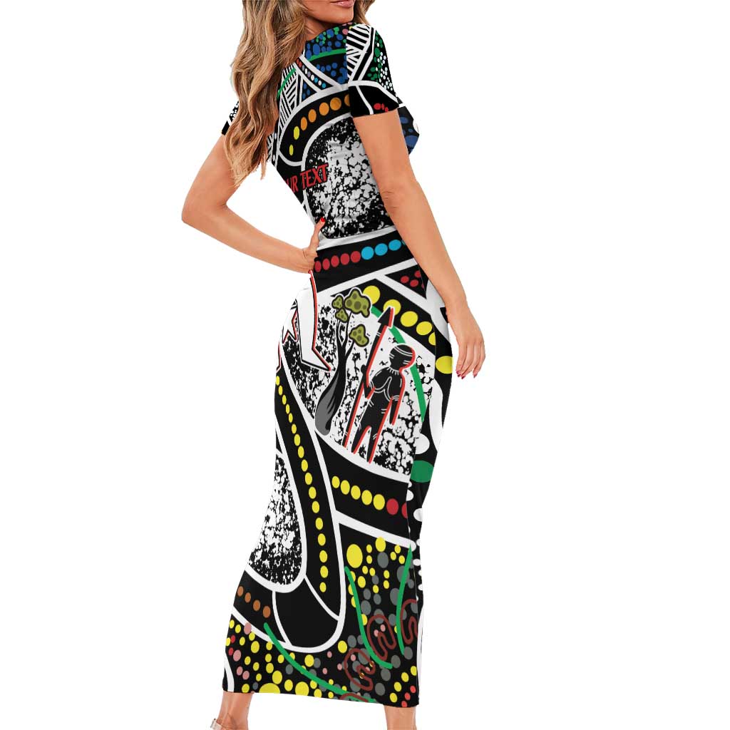 NAIDOC 50 Years of Deadly Personalised Family Matching Short Sleeve Bodycon Dress and Hawaiian Shirt Aboriginal Dot Art