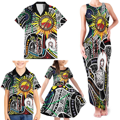 NAIDOC 50 Years of Deadly Personalised Family Matching Tank Maxi Dress and Hawaiian Shirt Aboriginal Dot Art