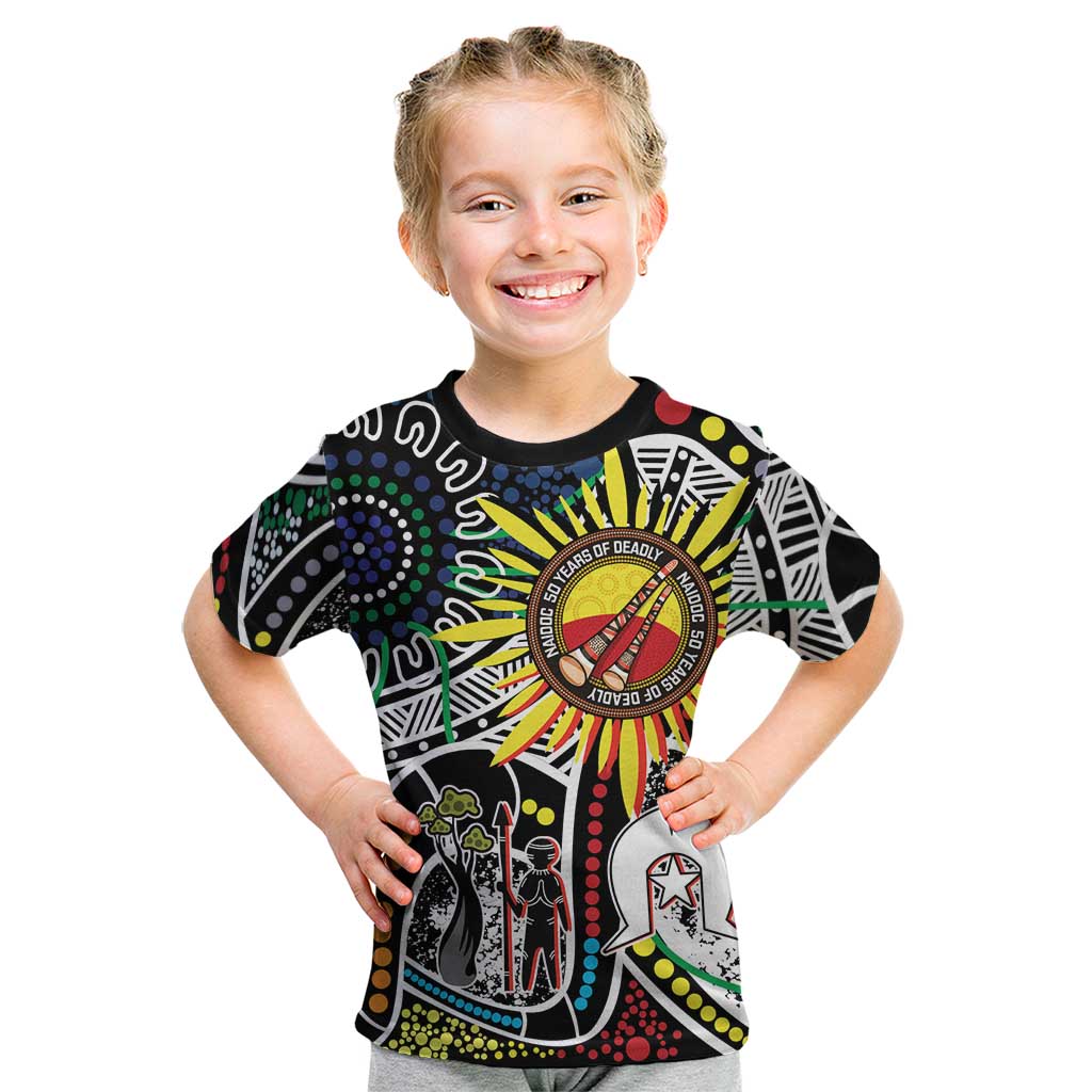 NAIDOC 50 Years of Deadly Personalised Kid T Shirt Aboriginal Dot Art