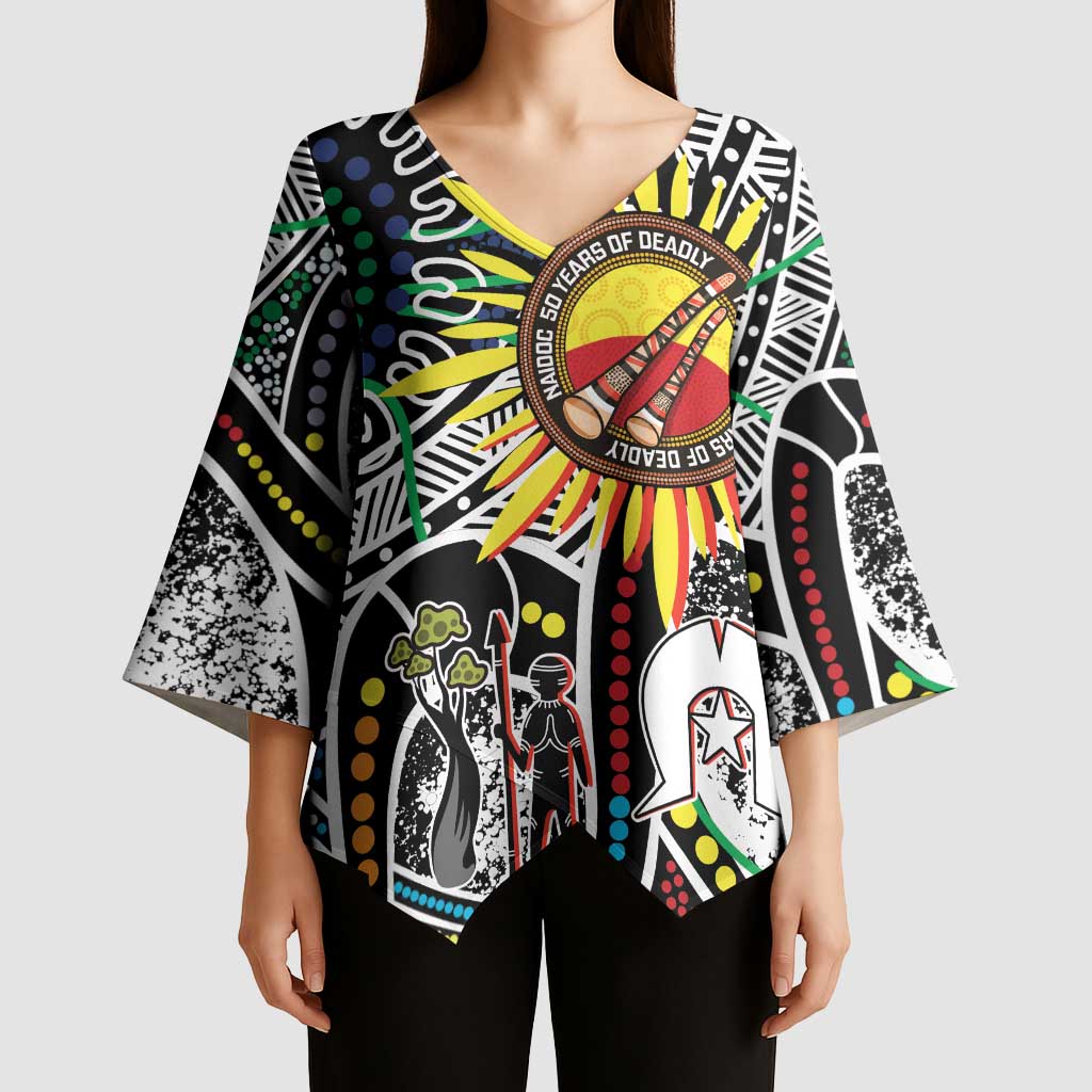 NAIDOC 50 Years of Deadly Personalised Kimono Sleeve Blouse Aboriginal Dot Art